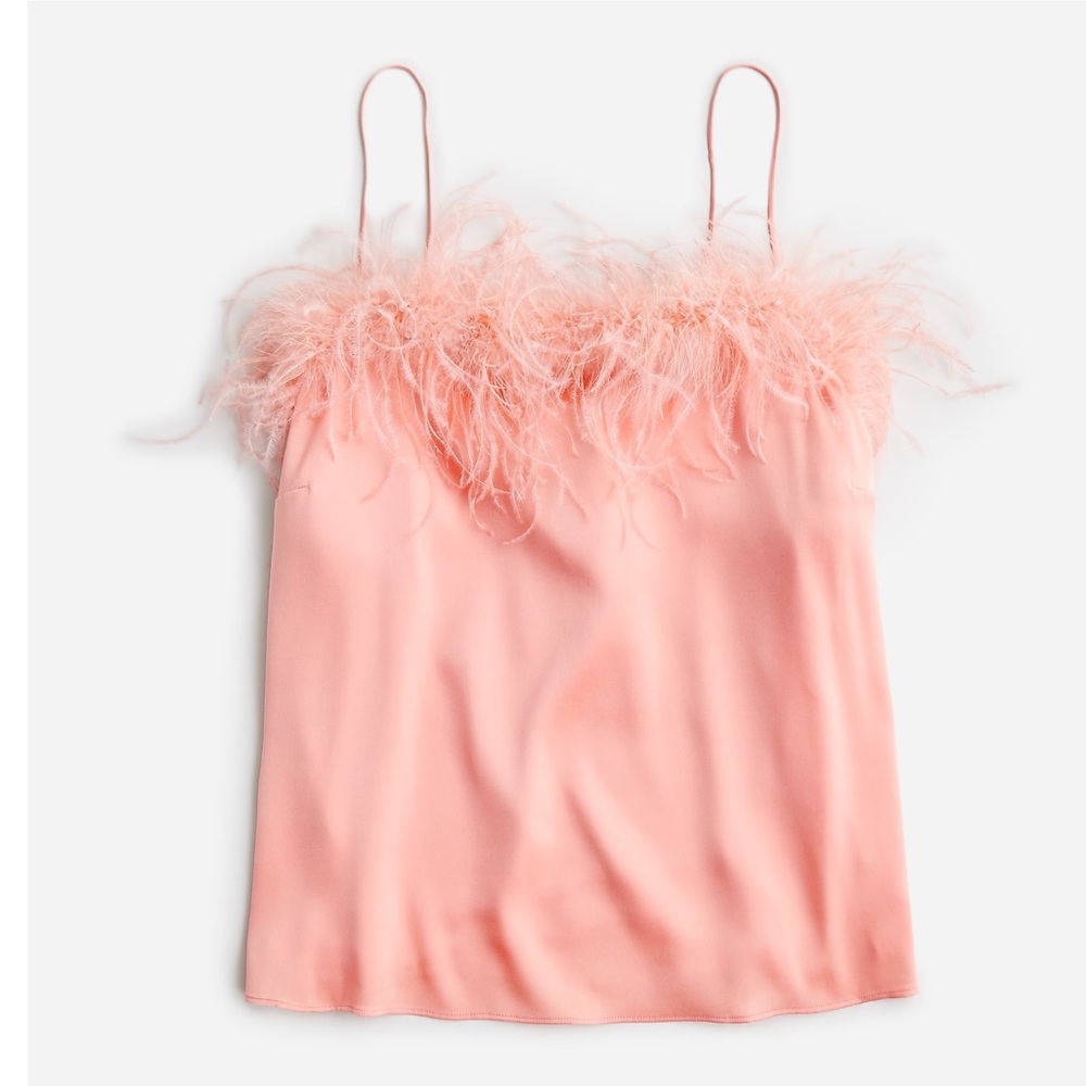 JCREW COLLECTION FEATHER TRIM SILK TANK TOP SZ 6 NWT